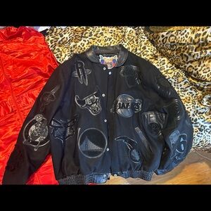 NBA COLLAGE WOOL & LEATHER JACKET Black/Black